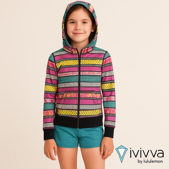 Ivivva by Lululemon Girl’s Colorful Full Zip Jacket Sz. 8 - Picture 1 of 4